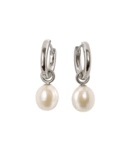 Boccia Women Jewelry, Titanium Hoop Earrings, Round Freshwater Cultured Pearls 05068-01 - Picture 1 of 1