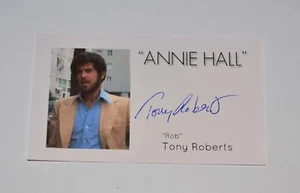 TONY ROBERTS FIRMADO 3" X 5" "ANNIE HALL" AUTOGRAFIADO - Imagen 1 de 1
