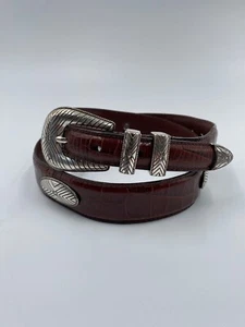 FOSSIL Women's Textured Leather Concho Belt Brown Double Wrap D-Ring Buckle - Picture 1 of 9