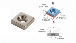 15 x 15 x 5 thick, N52, Rare Earth, Neodymium Block Magnets - Pack of 8 - Foto 1 di 1