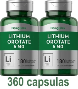 Lithium Orotate OROTATO DE LITIO 5mg 360 cápsulas antiaging stress depresion - Imagen 1 de 5