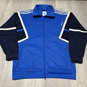 Chaqueta Adidas De Colección Para Hombre Azul Pista Cremallera Completa Peso Pesado Rayas Talla Grande - Imagen 1 de 8