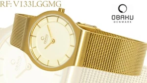 OBAKU Denmark Damenuhr V133LGGMG Edelstahl vergoldet mit Milanaise Band - Picture 1 of 7