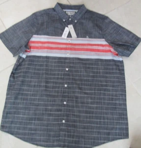 NEW Original Penguin Button Front Short Sleeve Shirt MENS XLT $95.00 Stripes - Picture 1 of 6