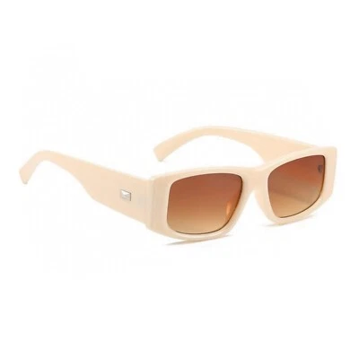 Gafas de sol estrechas cuadradas beige retro Y2K rectangulares tonos mujeres hombres de moda Foto 1 de 4
