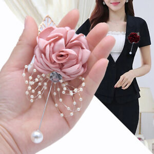1X Crystal Bouquet Corsage Diamond Satin Rose Wrist Flowers for Wedding Bride