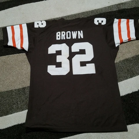 JIM BROWN #32 1964 NFL 1957-1965 FULLBACK CLEVELAND BROWNS THROWBACK JERSEY Cover