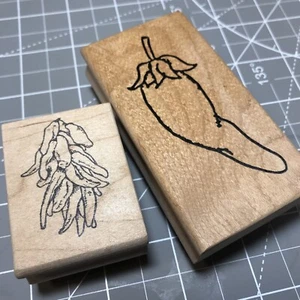 Southwest New Mexico  Rubber Stamp Lot of 2 Chili Peppers - Picture 1 of 15