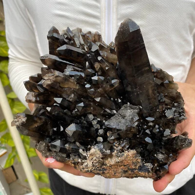 5lb Large Natural Black Smoky Quartz Crystal Cluster Raw Mineral Specimen - Image 1 of 4