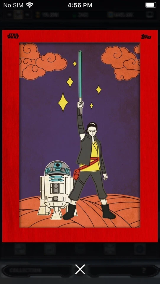 Topps Star Wars Digital Card Trader Red Vector Space Rey & R2-D2 Insert Award - Image 1 of 1