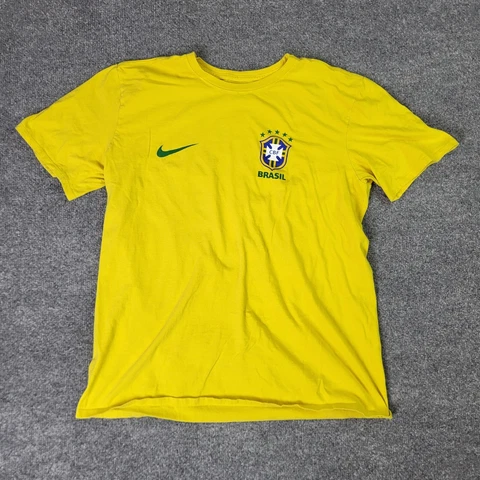 Nike Mens Shirt Large Yellow Brasil Neymar Jr 10 Soccer Football Cover