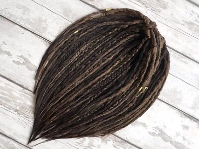 Extensiones Brown Dread Locs, trenza de doble extremo individual en rastas ganchillo Foto 1 de 4