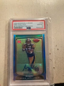 2009 Bowman Chrome Mike Wallace #143 RC Rookie Blue Ref AUTO /35 RARE PSA 10 WOW - Picture 1 of 2