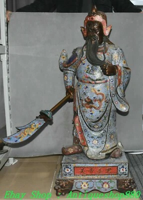 Estatua de Dios Guerrero Guan Gong Yu Esmalte Cloisonne Bronce Púrpura China Antigua 39,3""  Foto 1 de 4
