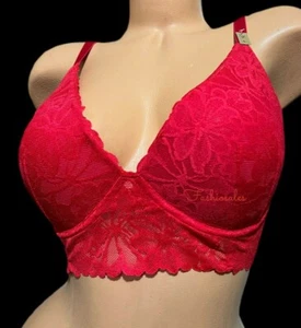 Victoria's Secret PINK gepolsterter Push-up-Bralette-BH mit Spitze ohne Bügel rot - Bild 1 von 4