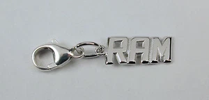 Sterling Silver RAM Name Charm w/ Lobster Claw Clasp Free Shipping & Zipper Pull - Picture 1 of 2