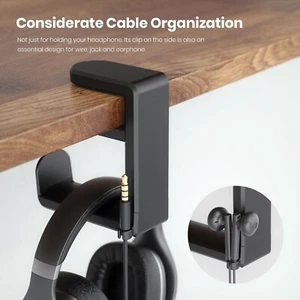 PC Gaming Headset Headphone Hook Holder Hanger Mount Under Desk +Cable Clip - Picture 1 of 7