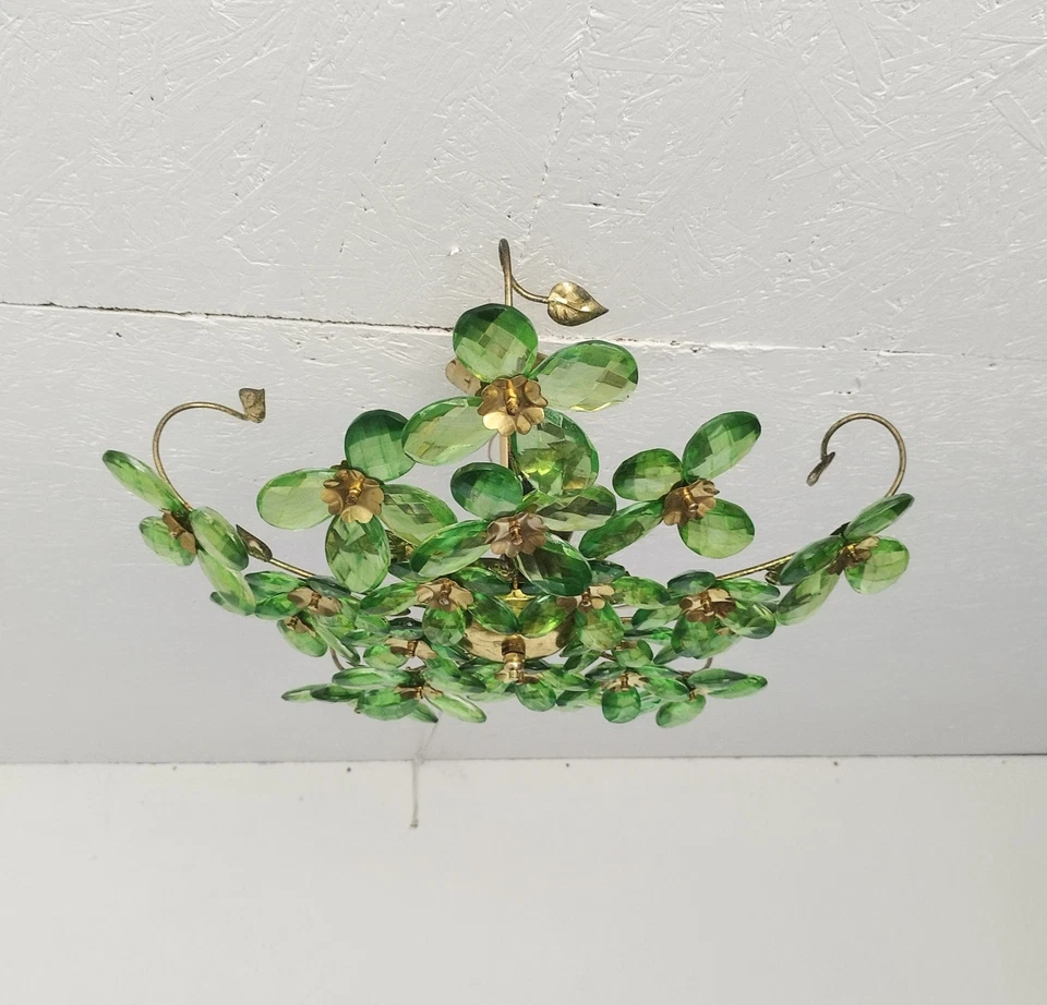 Lámpara colgante de techo con iluminación de color azul vintage de cristal Foto 1 de 4