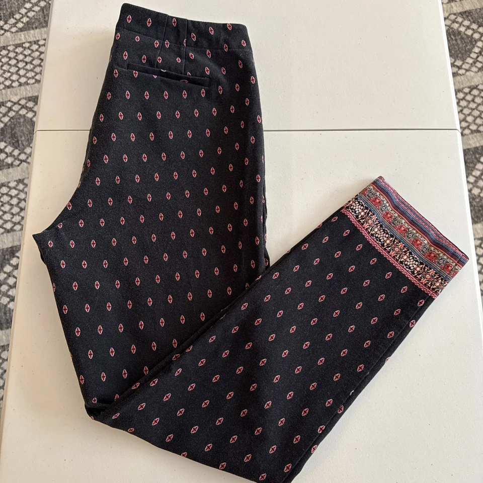 Pantalones para mujer J. Jill Premium Bistretch talla 14T negro rojo diseño cremallera, hebilla Foto 1 de 4