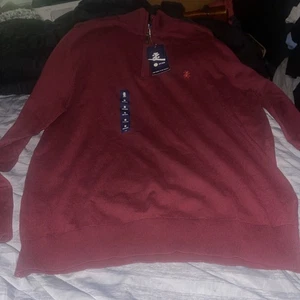 Izod burgunderroter Herrenpullover mit halbem Reißverschluss Größe Medium neu mit Etikett  - Bild 1 von 2