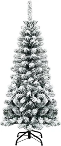 Albero Di Natale Innevato 140/180/225 Cm, Albero Di Natale Artificiale Slim Con  - Foto 1 di 12
