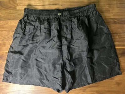 Vtg Stafford MEN'S SILK BOXER SHORTS SIZE L Second Skin Satin Black Silky - Image 1 of 4