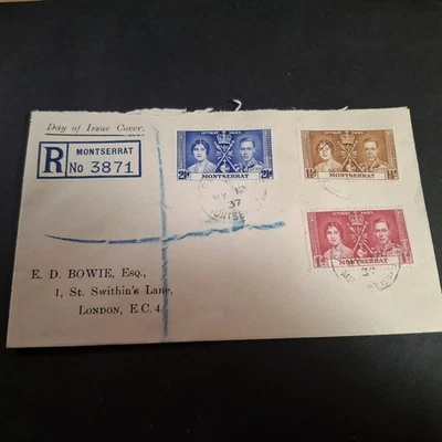 Coronación Rey Jorge - Montserrat - Registrado FDC - 1937 enviado por correo a Londres Foto 1 de 4