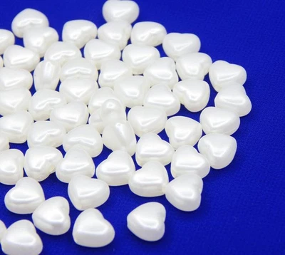 200stk Wachsperlen 9x7mm Zuchtperle Herz Acryl Kunstperlen Schmuck Weiß R393 - Bild 1 von 4