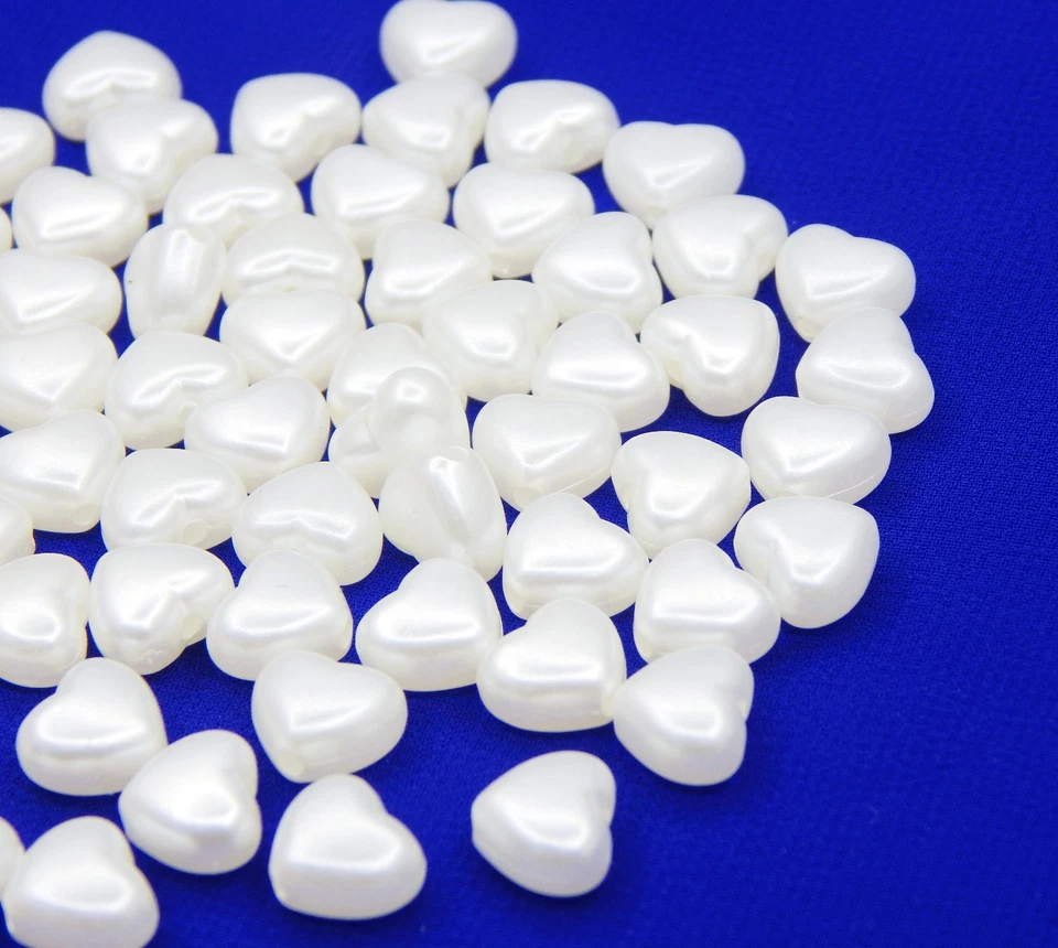 200stk Wachsperlen 9x7mm Zuchtperle Herz Acryl Kunstperlen Schmuck Weiß R393 - Bild 1 von 4