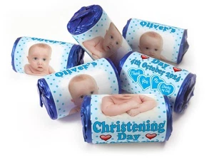 Christening Favours, Personalised Love Heart Sweets - Boy with your image - V1 - Picture 1 of 11