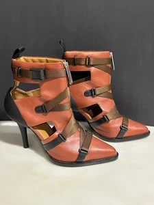 Chloe 40 EU - 9,5 US 2018 Tracy Farbe Braun Schwarz Riemchen Front-Zip Stiefeletten - Bild 1 von 20