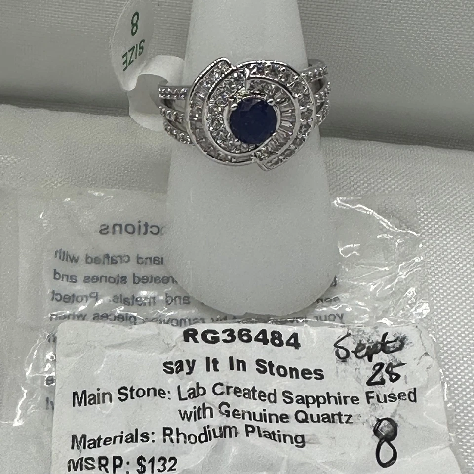 Anillo Bomb Party Septiembre Cumpleaños Dilo en Piedras LC Zafiro/Cuarzo 8 Foto 1 de 1