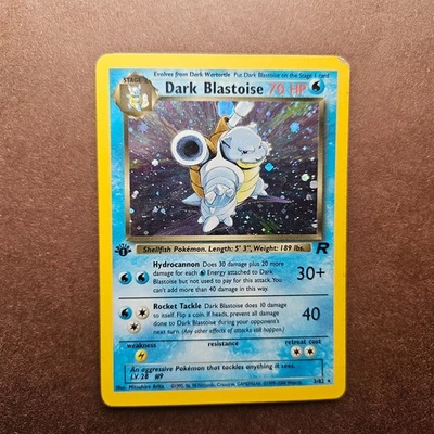 1st Edition Dark Blastoise 3/82 Pokemon Team Rocket Holo Rare Card - HP - First - Image 1 of 4