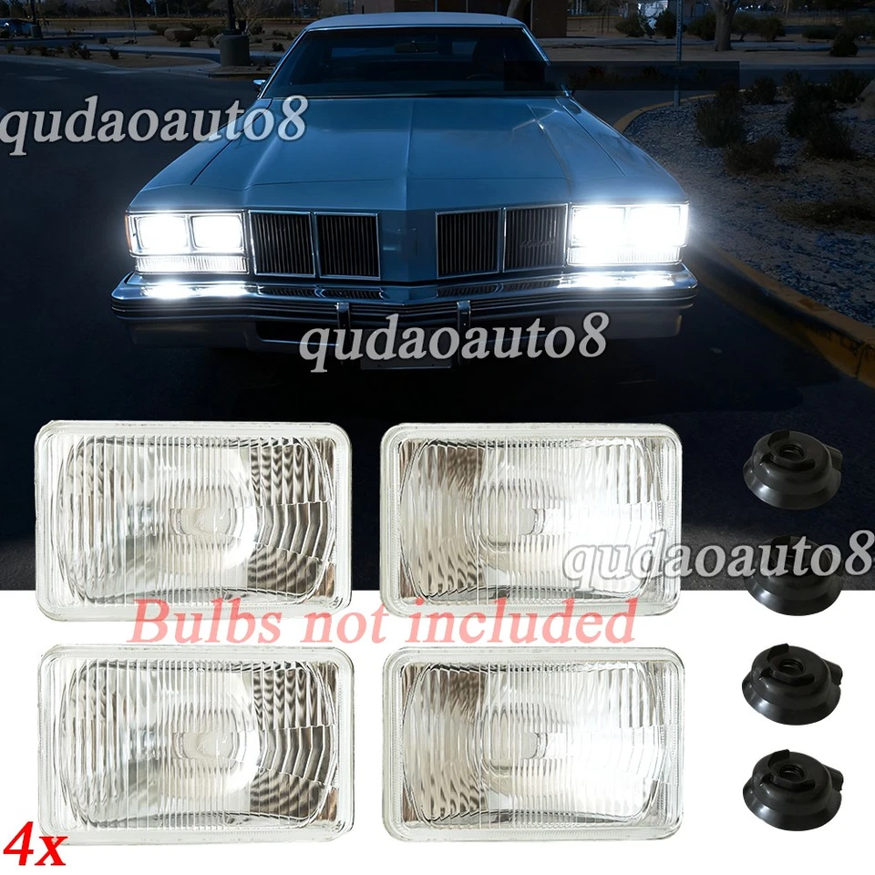 4Pcs Fit Oldsmobile Delta 88 1976-86 4x6'' LED/ Halogen Headlights Housing Hi/Lo - Image 1 of 4