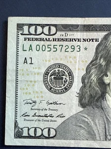 RARE 2009 A $100 STAR ✯ NOTE BOSTON, MA - FRB Note LA 0055 7293 ✯ - Picture 1 of 14