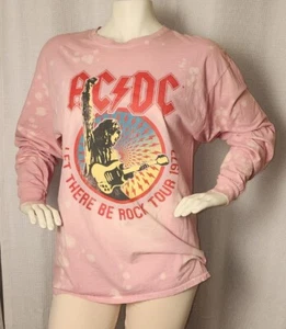 AC/DC Mujer 1x Bebé Rosa Tie Dye Manga Larga 100% Algodón Camisa De Colección Suave   - Imagen 1 de 24
