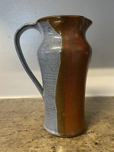 Vintage Hand Made Stoneware Studio Art Pottery Pitcher Jug 7.5” Tall 1988 Signed - Picture 1 of 11