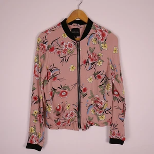 DECJUBA Women's Bomber Jacket Floral Lightweight Zip Up Size 8 - Picture 1 of 18