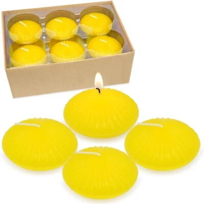 12 Pack 3 Inch Citronella Floating Candles for Summer, 10 Hour Yellow Driples... - Image 1 of 3