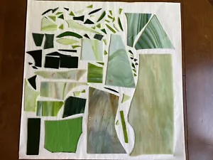 Pezzi Vetro Colorato Vintage VERDE MIX Mosaico Pezzi Scarti Varie Texture - Foto 1 di 12