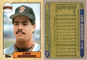 Luis Quinones 1987 Topps Baseball Card 362  San Francisco Giants