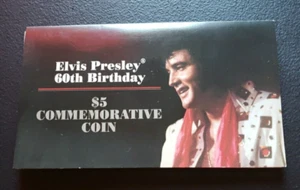 1995 Elvis Presley 60. Geburtstag 5 $ Dollar Gedenkmünze und Halter - Bild 1 von 11