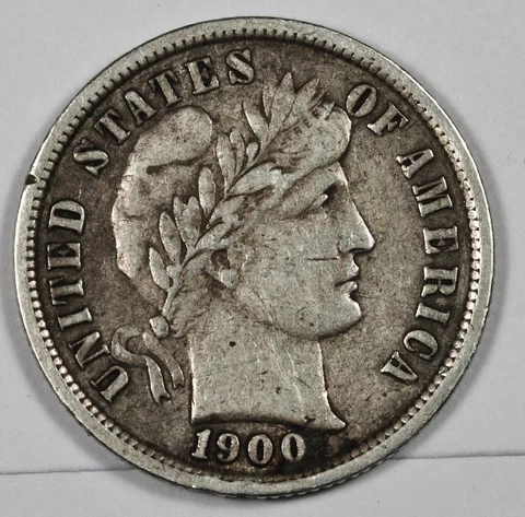 1900-s Barber Dime.  "Perfect"  VF-XF.  184440 Cover
