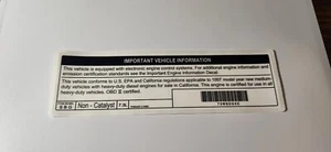 Non Catalyst Emissions Decal F250 F350 7.3L 6.0L Diesel Powerstroke 1997-2006 - Foto 1 di 11