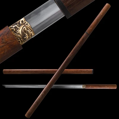 Shirasaya Espada Recta Japonesa Samurai Katana T10 Acero Arcilla Templada Ninja  Foto 1 de 4