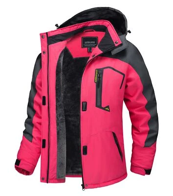 Women's Waterproof Ski Snow Jacket Winter Warm Fleece Lined Mountain Hiking Coat - Image 1 of 4