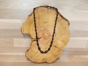 Alte Art Déco Naturstein oder Glas ?? Perlenkette Collier schwarz Oliven L50cm - Bild 1 von 5