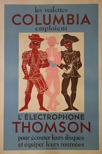 "Les Vedettes COLUMBIA emploient l'électrophone THOMSON" Affiche orig. entoilée - Picture 1 of 1