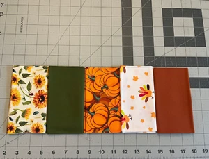 Sunflower Harvest Fat Quarter Fabric Bundle  5 Pieces  18" x 21" / Cotton Fabric - Picture 1 of 1