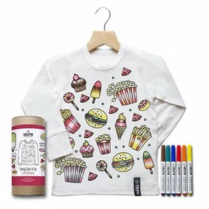 Camiseta para niños con bolígrafos de tela color alimenticio en ropa unisex artesanías regalo - Imagen 1 de 4